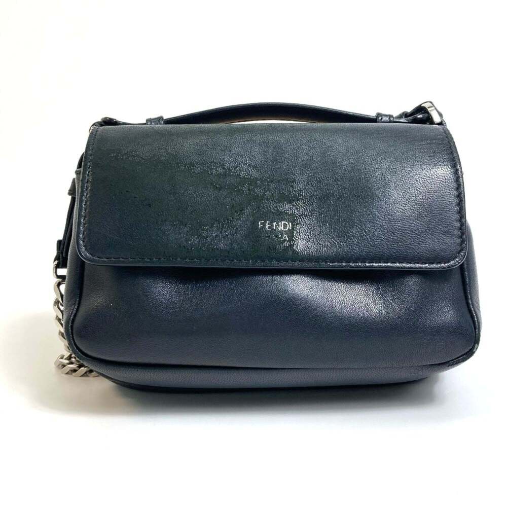 FENDI Black Leather Pochette Shoulder Bag - Picture 2 of 16